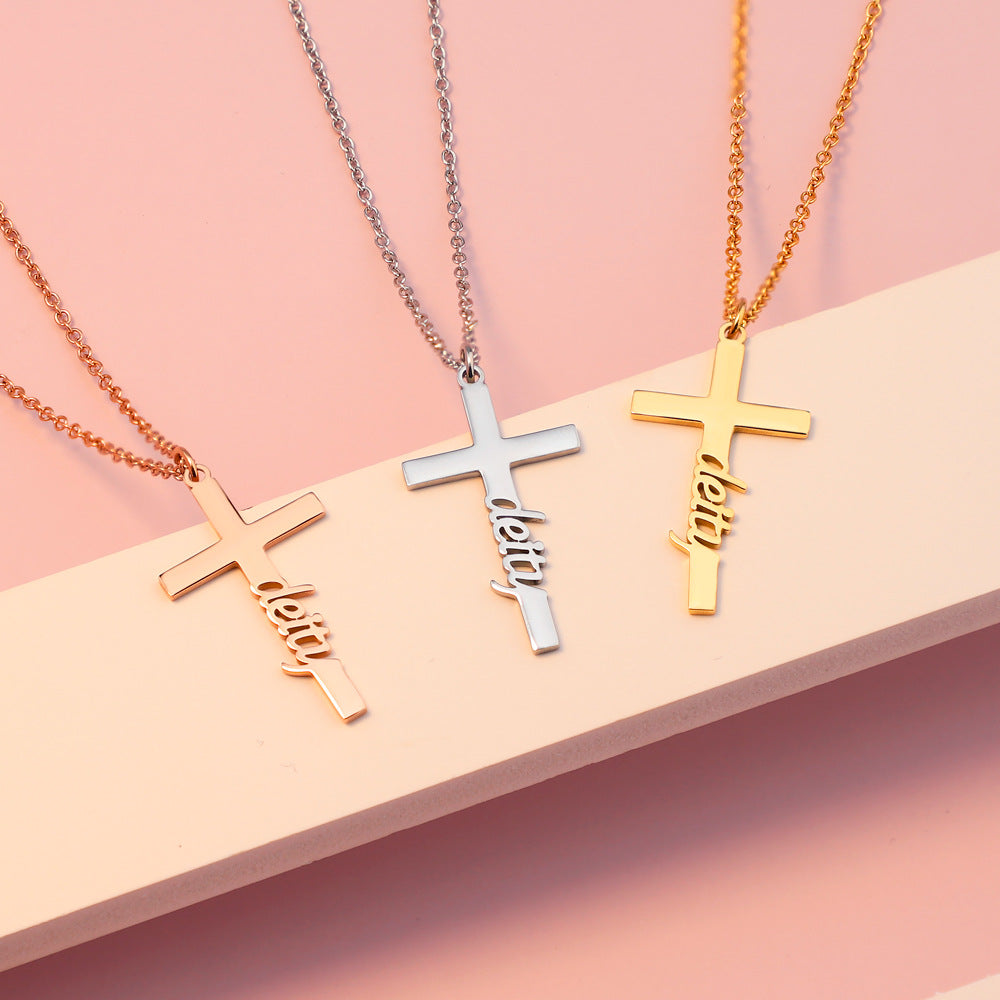 Creative Cross Custom Name Pendant Necklace - Myths Jewels