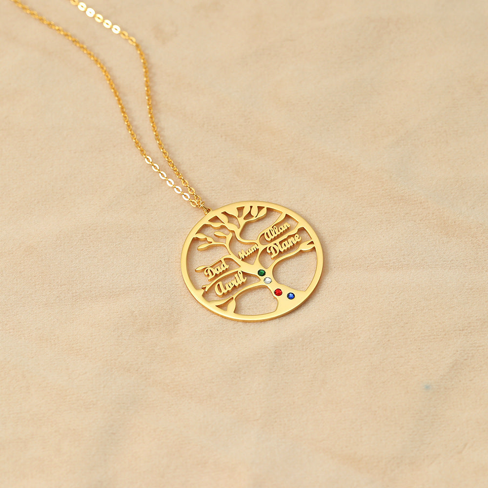 Trendy Hollow Tree of Life Custom Name Necklace - Myths Jewels