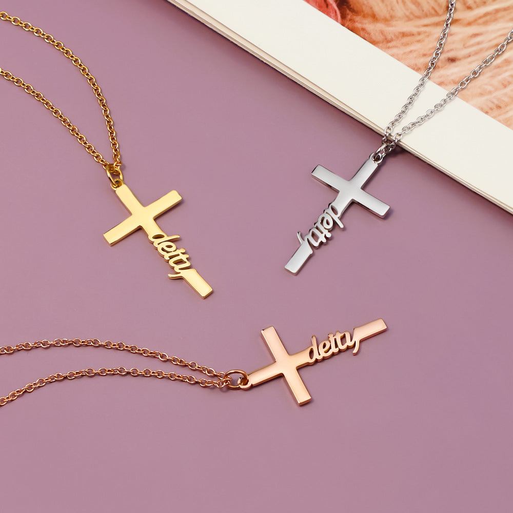 Creative Cross Custom Name Pendant Necklace - Myths Jewels