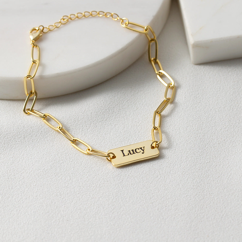 Trendy Paper Clip Custom Name Bracelet - Myths Jewels