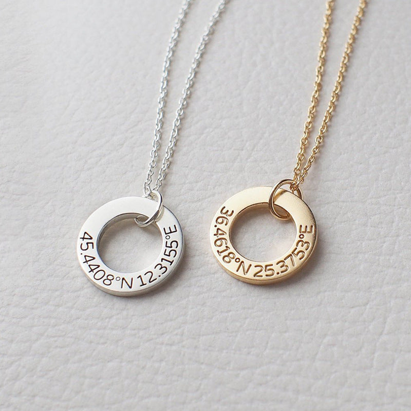 Trendy Hollow Ring Custom Name Necklace - Myths Jewels