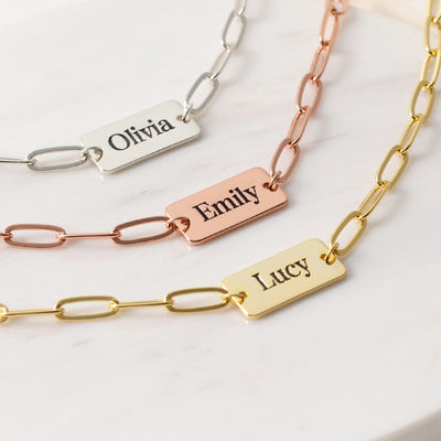 Trendy Paper Clip Custom Name Bracelet - Myths Jewels