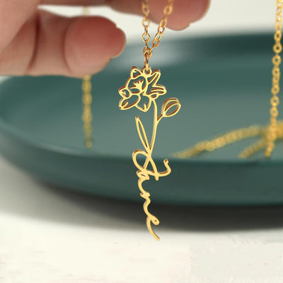 S925 Silver Custom Birthday Flower Pendant Necklace - Myths Jewels