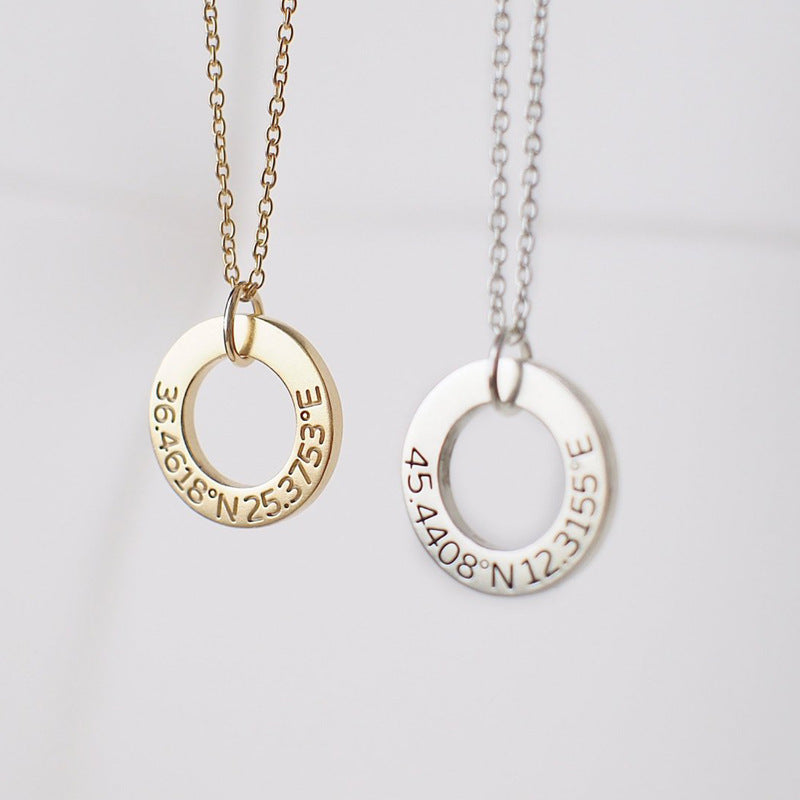 Trendy Hollow Ring Custom Name Necklace - Myths Jewels