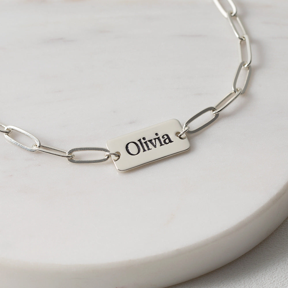 Trendy Paper Clip Custom Name Bracelet - Myths Jewels