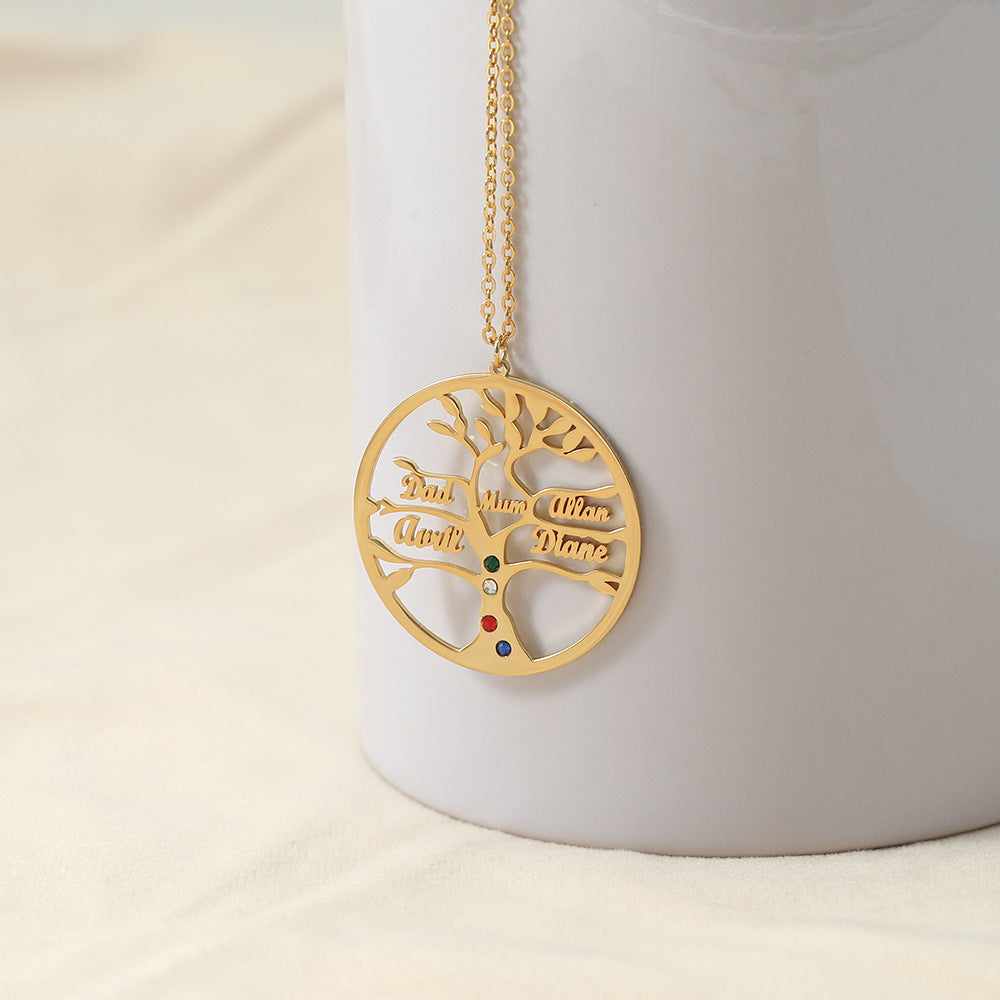 Trendy Hollow Tree of Life Custom Name Necklace - Myths Jewels