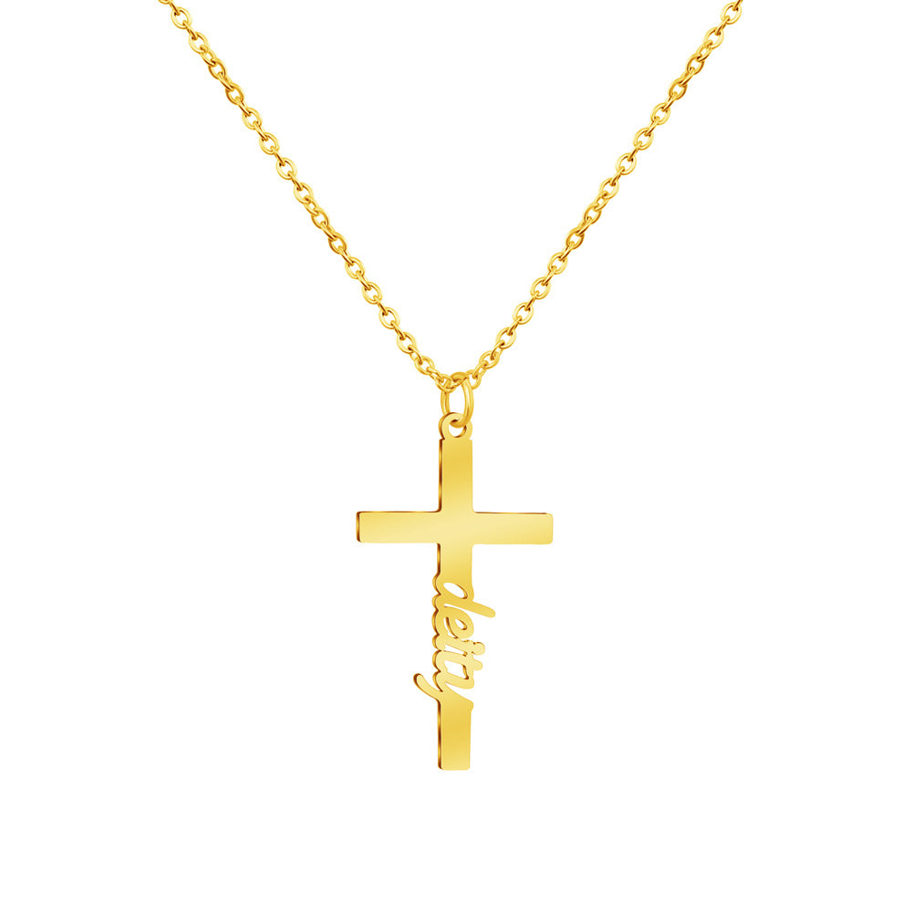 Creative Cross Custom Name Pendant Necklace - Myths Jewels